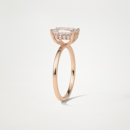 Emerald Hidden Halo Engagement Ring – 1.33 CT Lab-Created Brilliance in 10K/14K/18K Gold