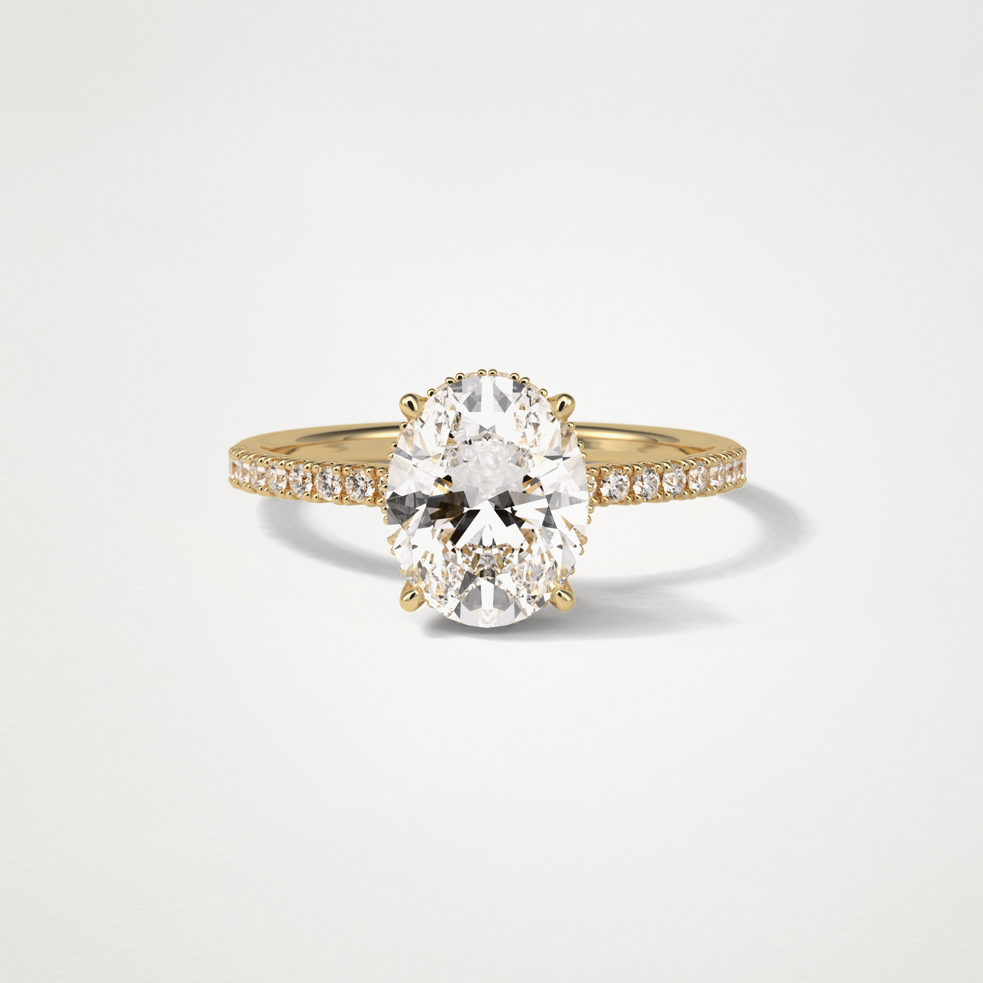 Oval Hidden Halo & Pave Engagement Ring – 2.72 CT Lab-Created Brilliance in 10K/14K/18K Gold