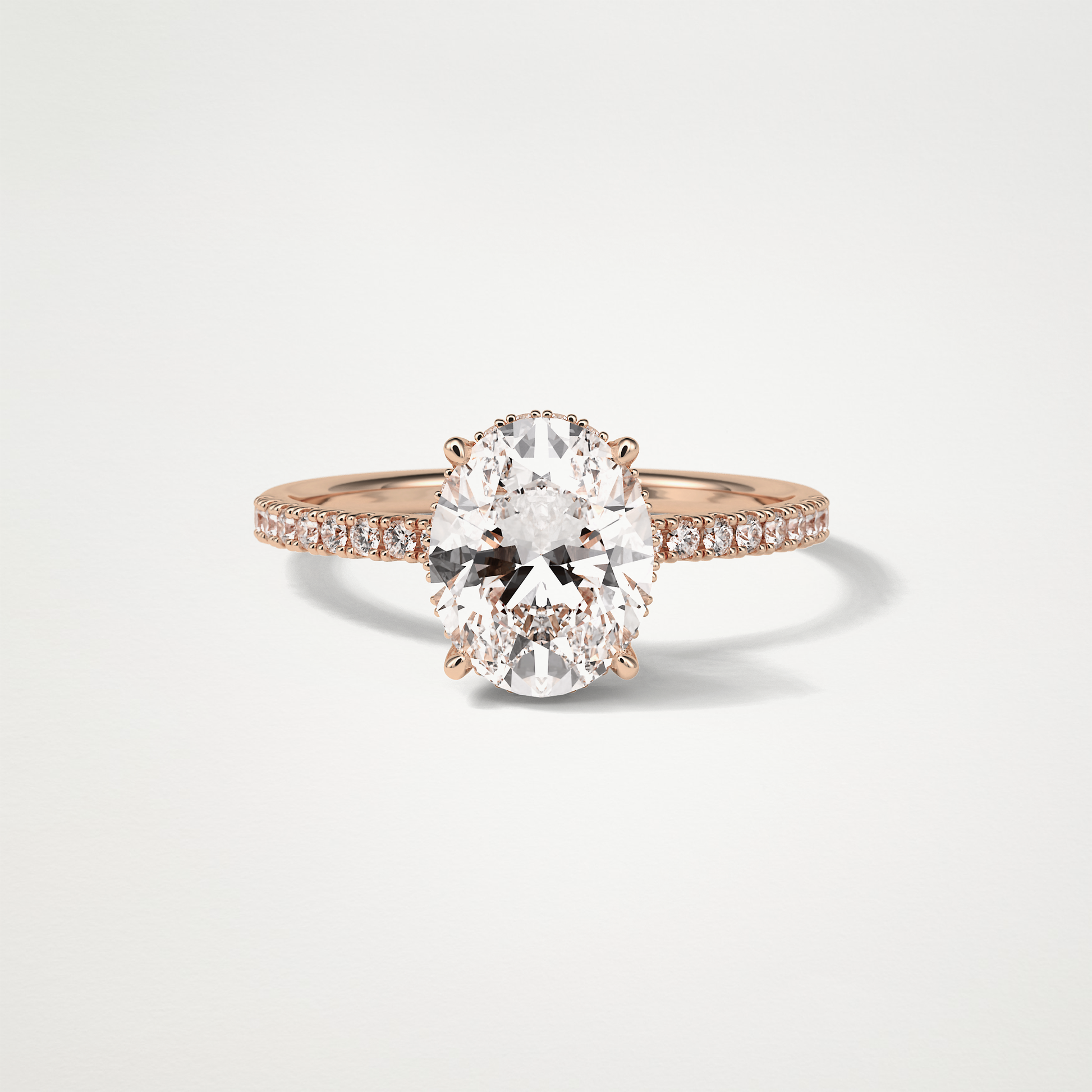 Oval Hidden Halo & Pave Engagement Ring – 2.72 CT Lab-Created Brilliance in 10K/14K/18K Gold