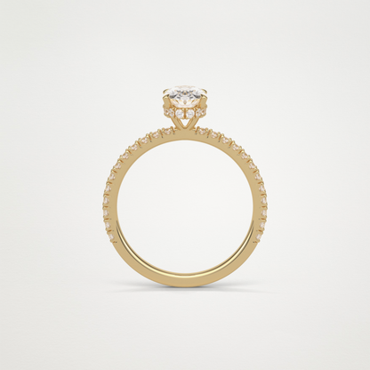 Oval Hidden Halo & Pave Engagement Ring – 1.33 CT Lab-Created Brilliance in 10K/14K/18K Gold