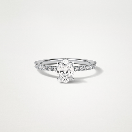 Oval Hidden Halo & Pave Engagement Ring – 1.33 CT Lab-Created Brilliance in 10K/14K/18K Gold