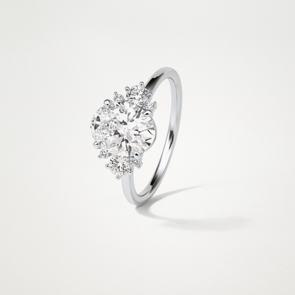 Oval Cluster Engagement Ring – 1.91 CT Lab-Created Brilliance in 10K/14K/18K Gold