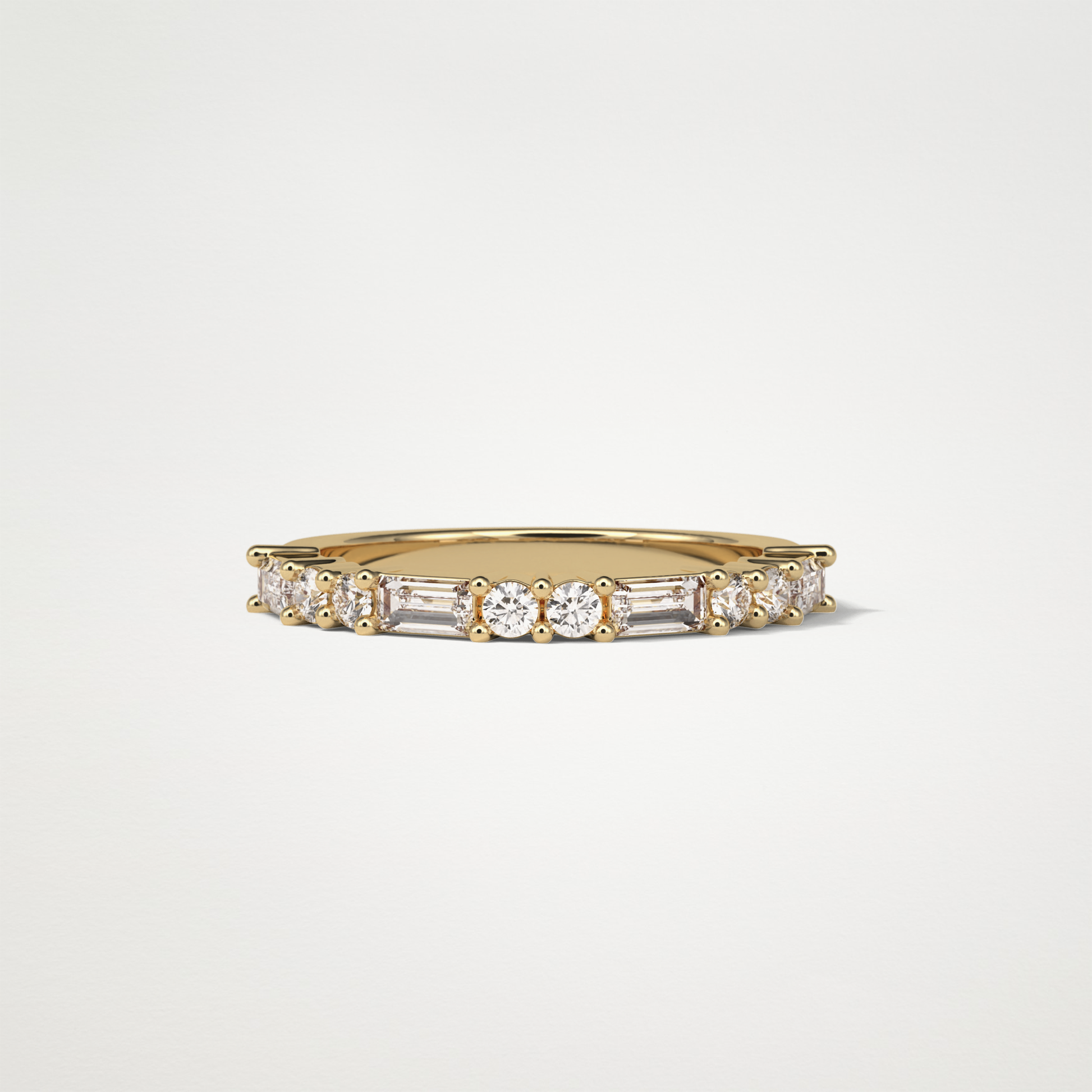 0.64 TCW Baguette and Round Half Eternity Wedding Band – Solid Gold Elegant and Timeless Design