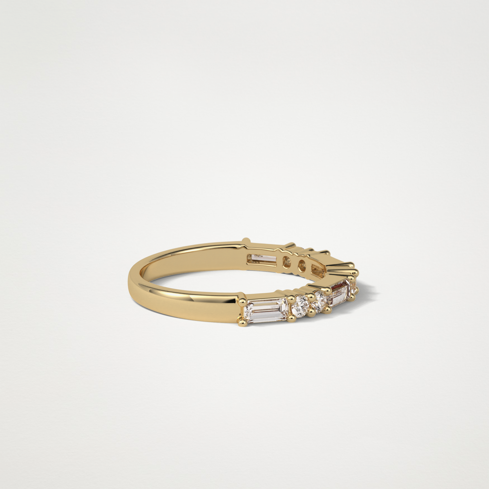 0.64 TCW Baguette and Round Half Eternity Wedding Band – Solid Gold Elegant and Timeless Design