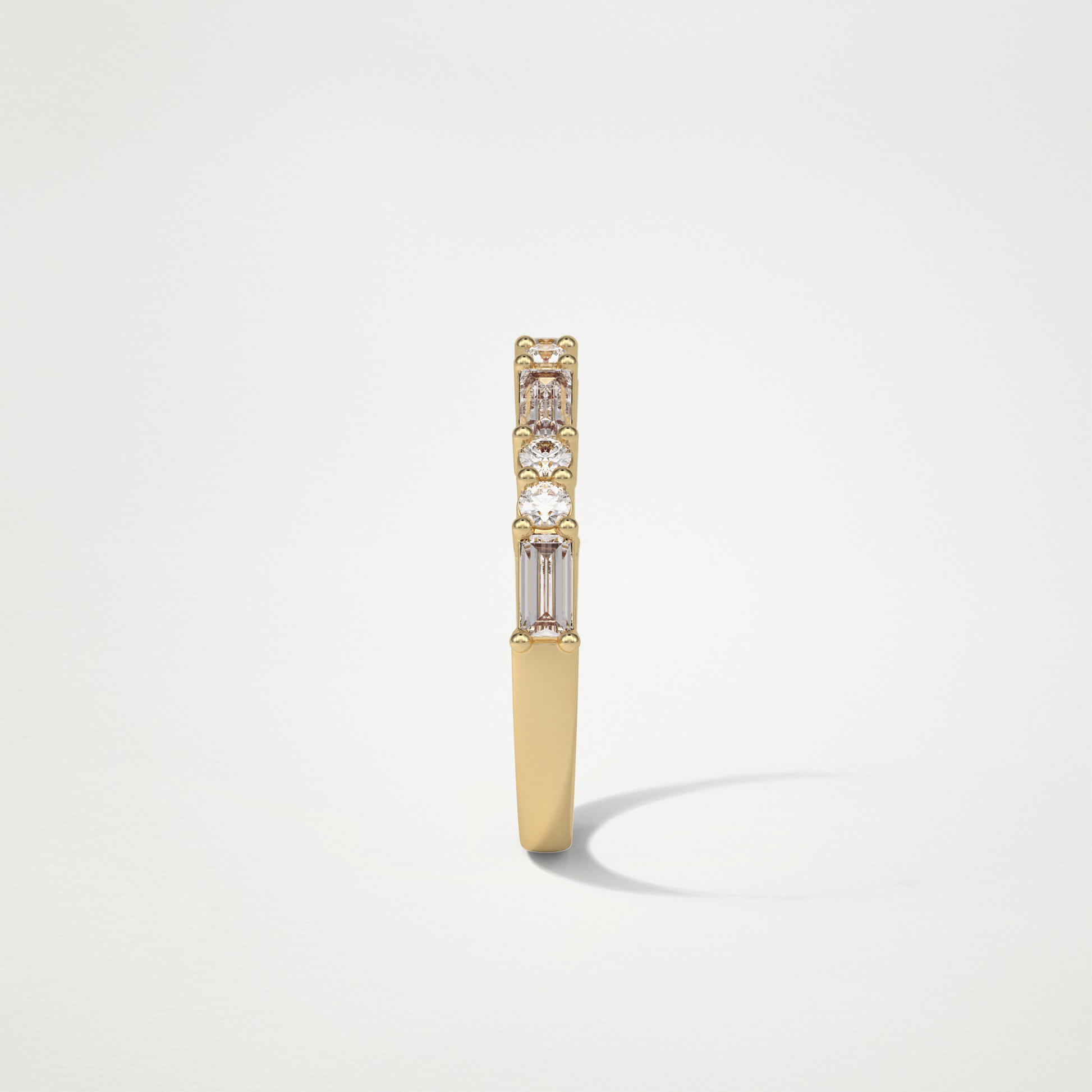 0.64 TCW Baguette and Round Half Eternity Wedding Band – Solid Gold Elegant and Timeless Design