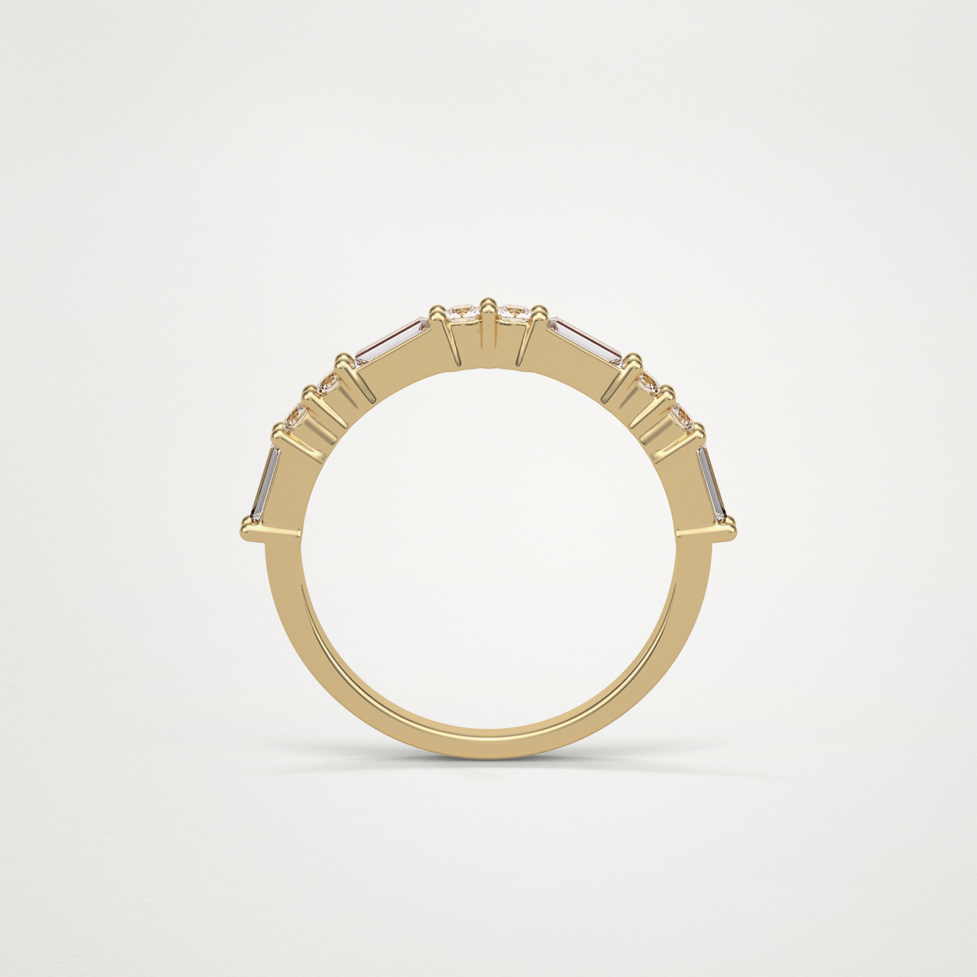 0.64 TCW Baguette and Round Half Eternity Wedding Band – Solid Gold Elegant and Timeless Design