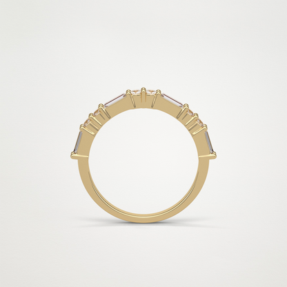 0.64 TCW Baguette and Round Half Eternity Wedding Band – Solid Gold Elegant and Timeless Design