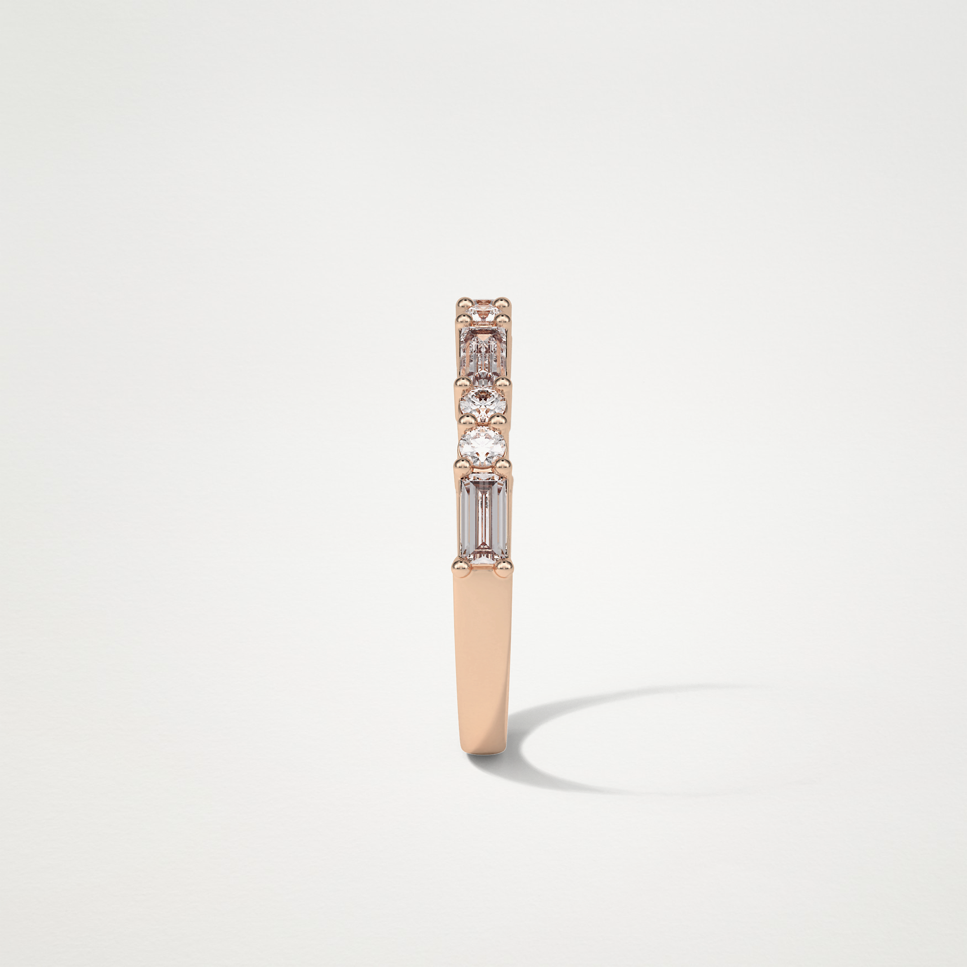 0.64 TCW Baguette and Round Half Eternity Wedding Band – Solid Gold Elegant and Timeless Design