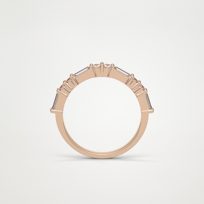 0.64 TCW Baguette and Round Half Eternity Wedding Band – Solid Gold Elegant and Timeless Design