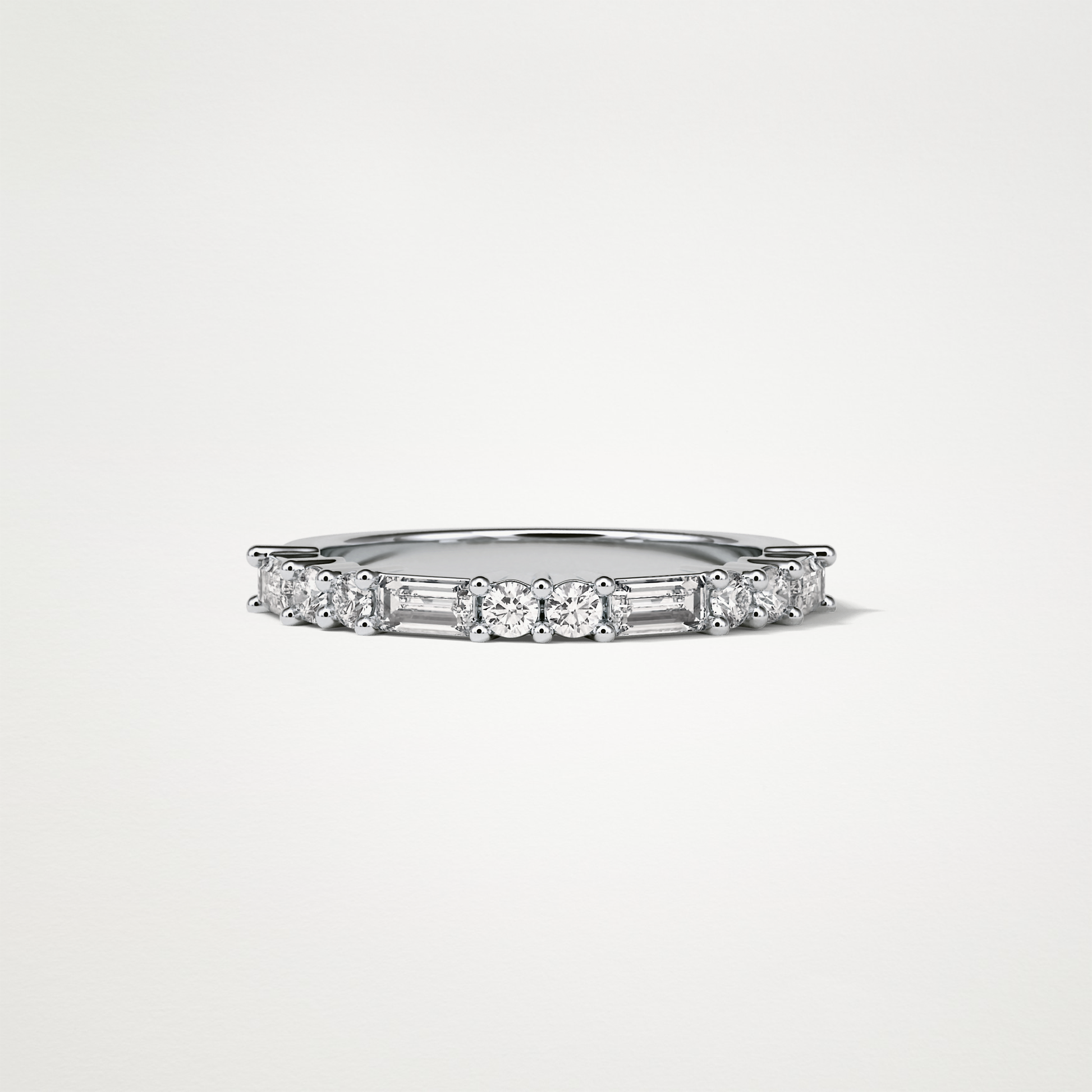 0.64 TCW Baguette and Round Half Eternity Wedding Band – Solid Gold Elegant and Timeless Design