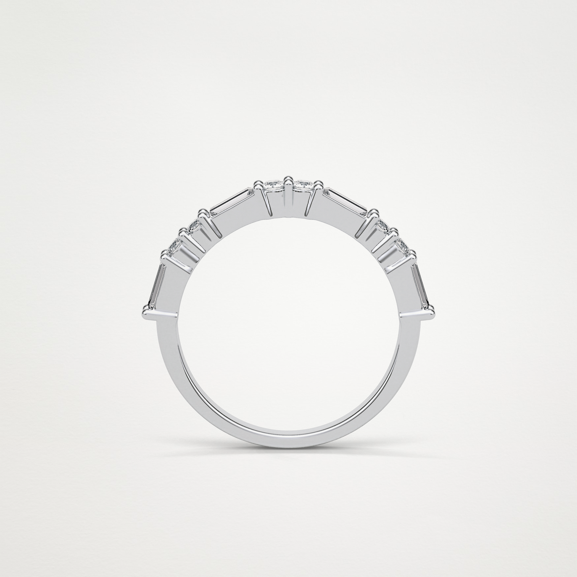 0.64 TCW Baguette and Round Half Eternity Wedding Band – Solid Gold Elegant and Timeless Design