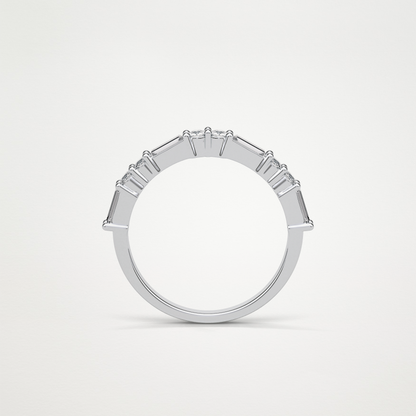 0.64 TCW Baguette and Round Half Eternity Wedding Band – Solid Gold Elegant and Timeless Design