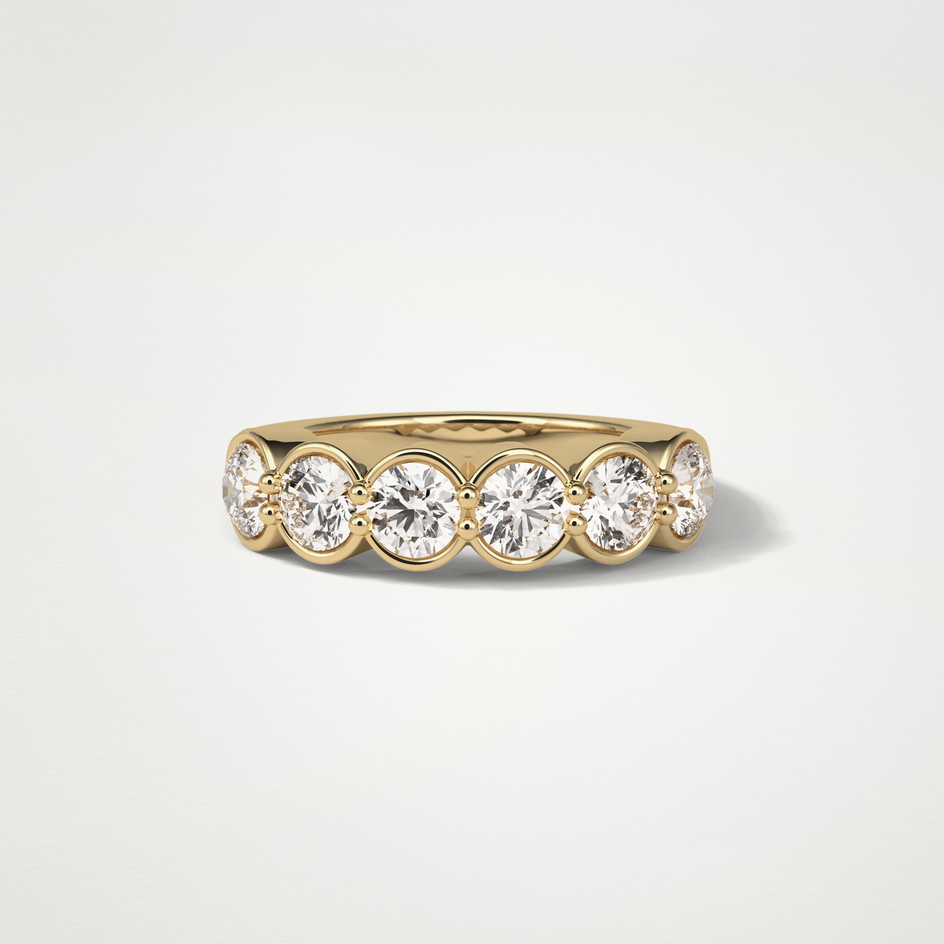 1.36 TCW Round Bezel Half Eternity Wedding Band – Solid Gold Elegant and Timeless Design