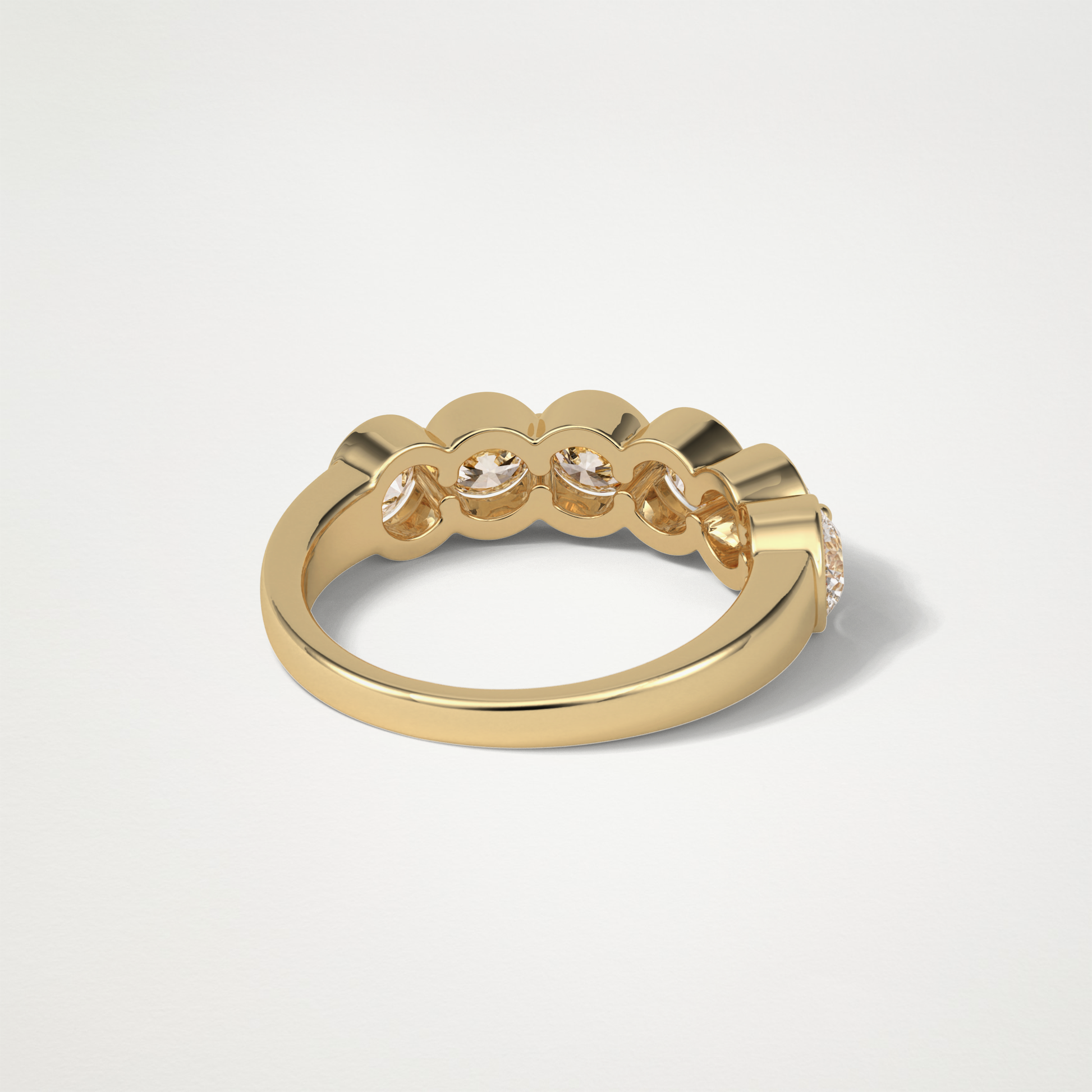1.36 TCW Round Bezel Half Eternity Wedding Band – Solid Gold Elegant and Timeless Design