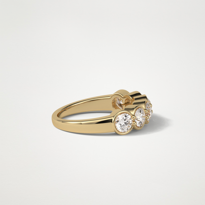 1.36 TCW Round Bezel Half Eternity Wedding Band – Solid Gold Elegant and Timeless Design