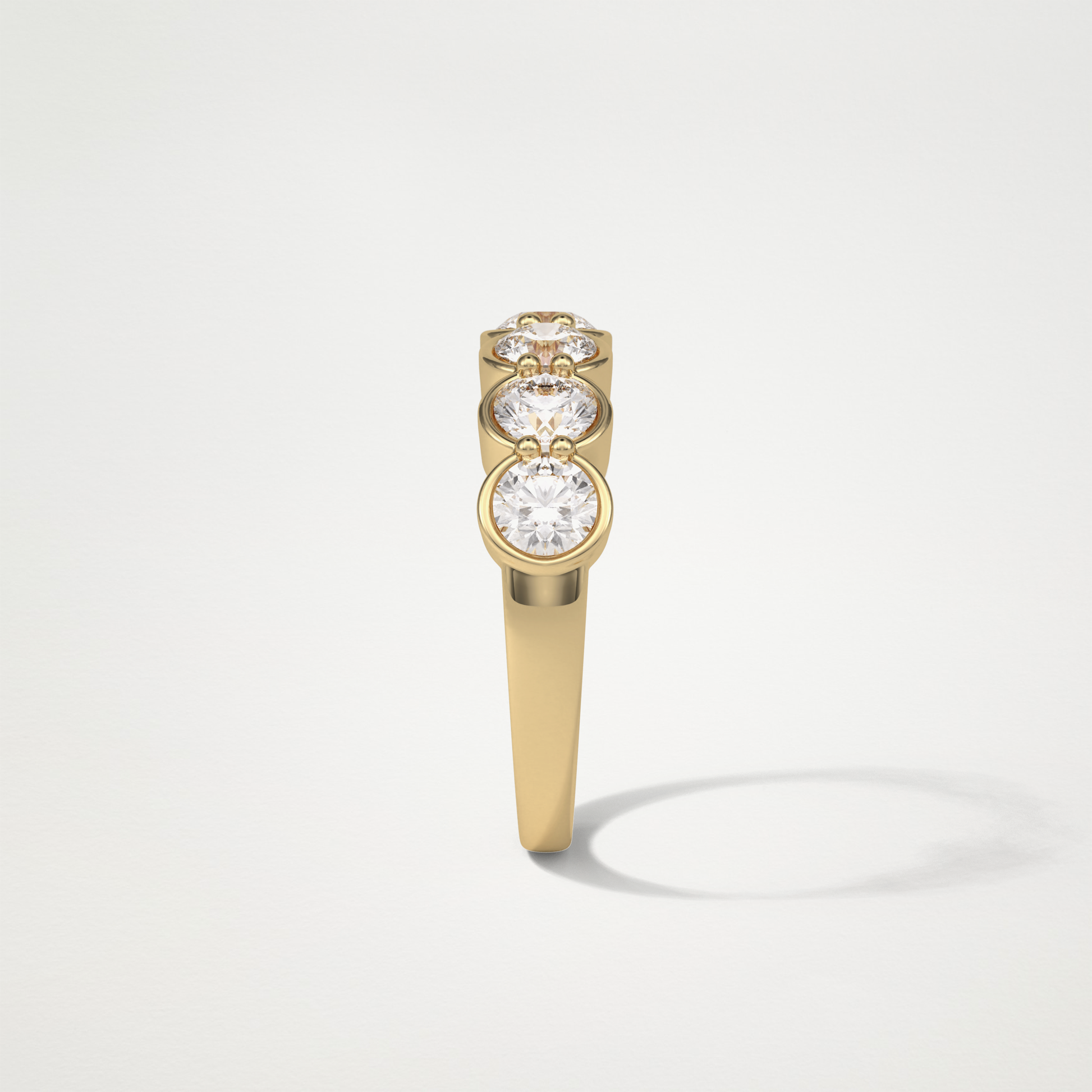 1.36 TCW Round Bezel Half Eternity Wedding Band – Solid Gold Elegant and Timeless Design