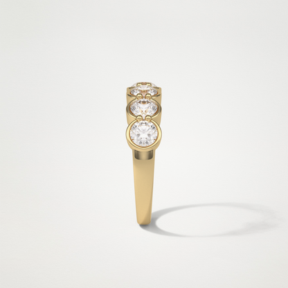 1.36 TCW Round Bezel Half Eternity Wedding Band – Solid Gold Elegant and Timeless Design