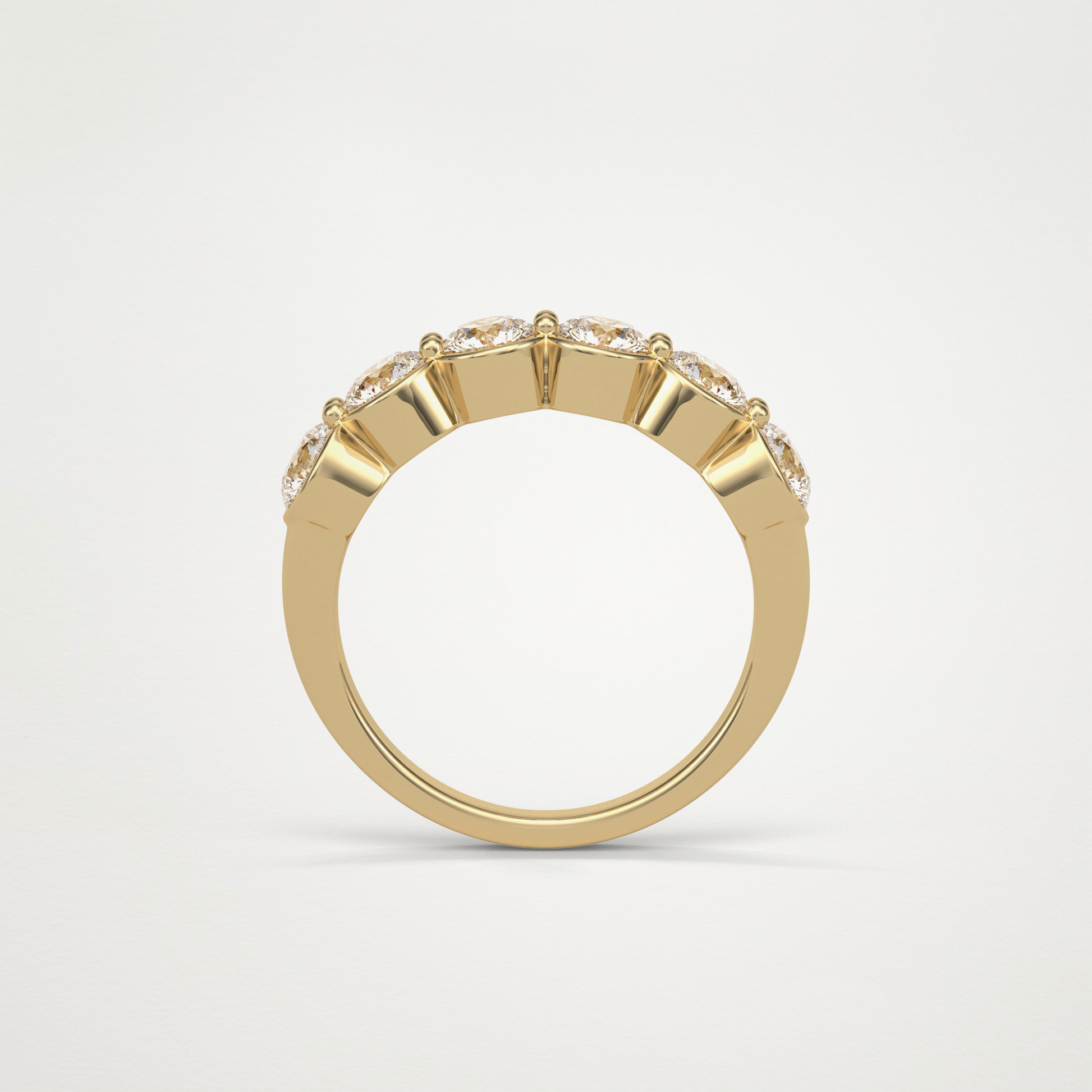 1.36 TCW Round Bezel Half Eternity Wedding Band – Solid Gold Elegant and Timeless Design