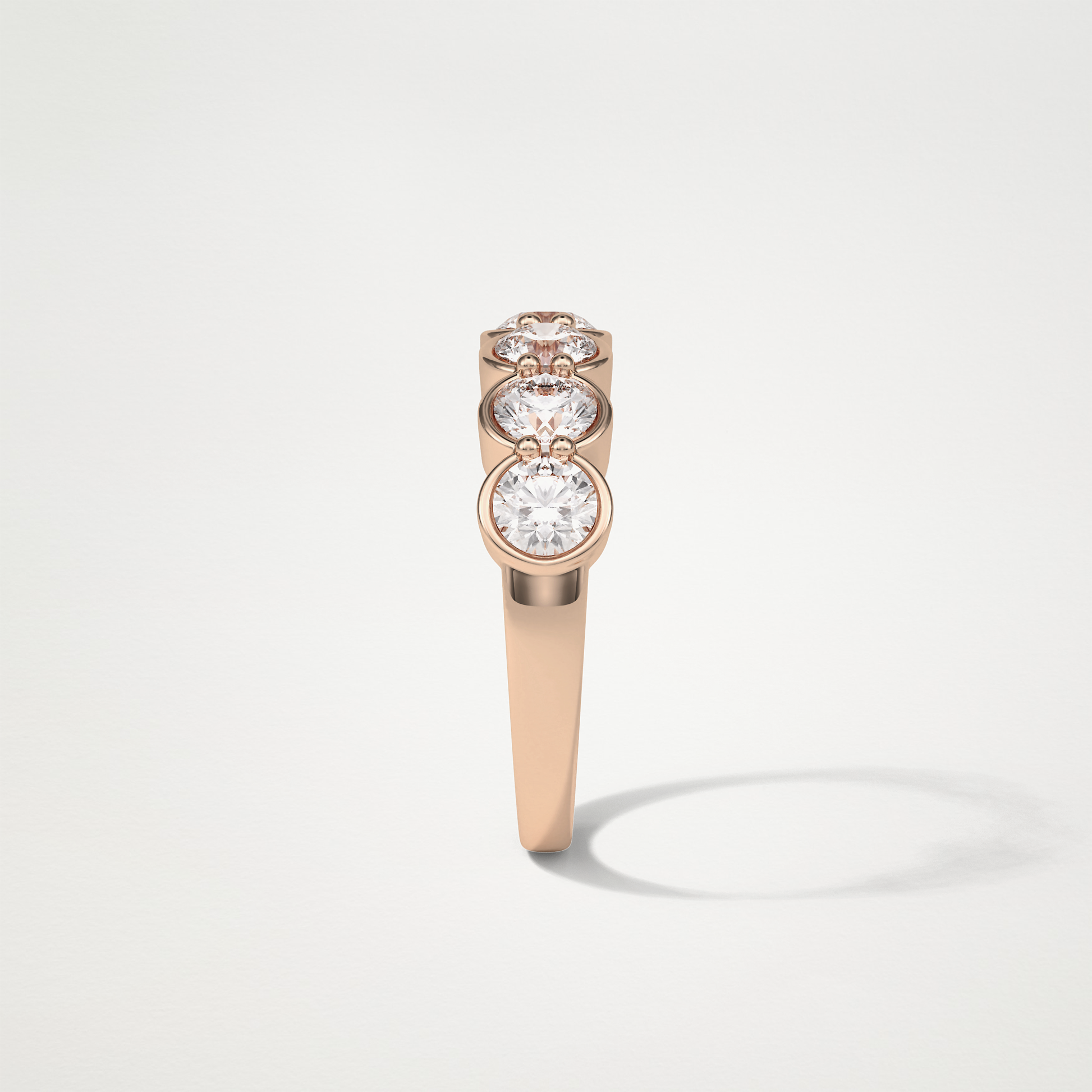 1.36 TCW Round Bezel Half Eternity Wedding Band – Solid Gold Elegant and Timeless Design