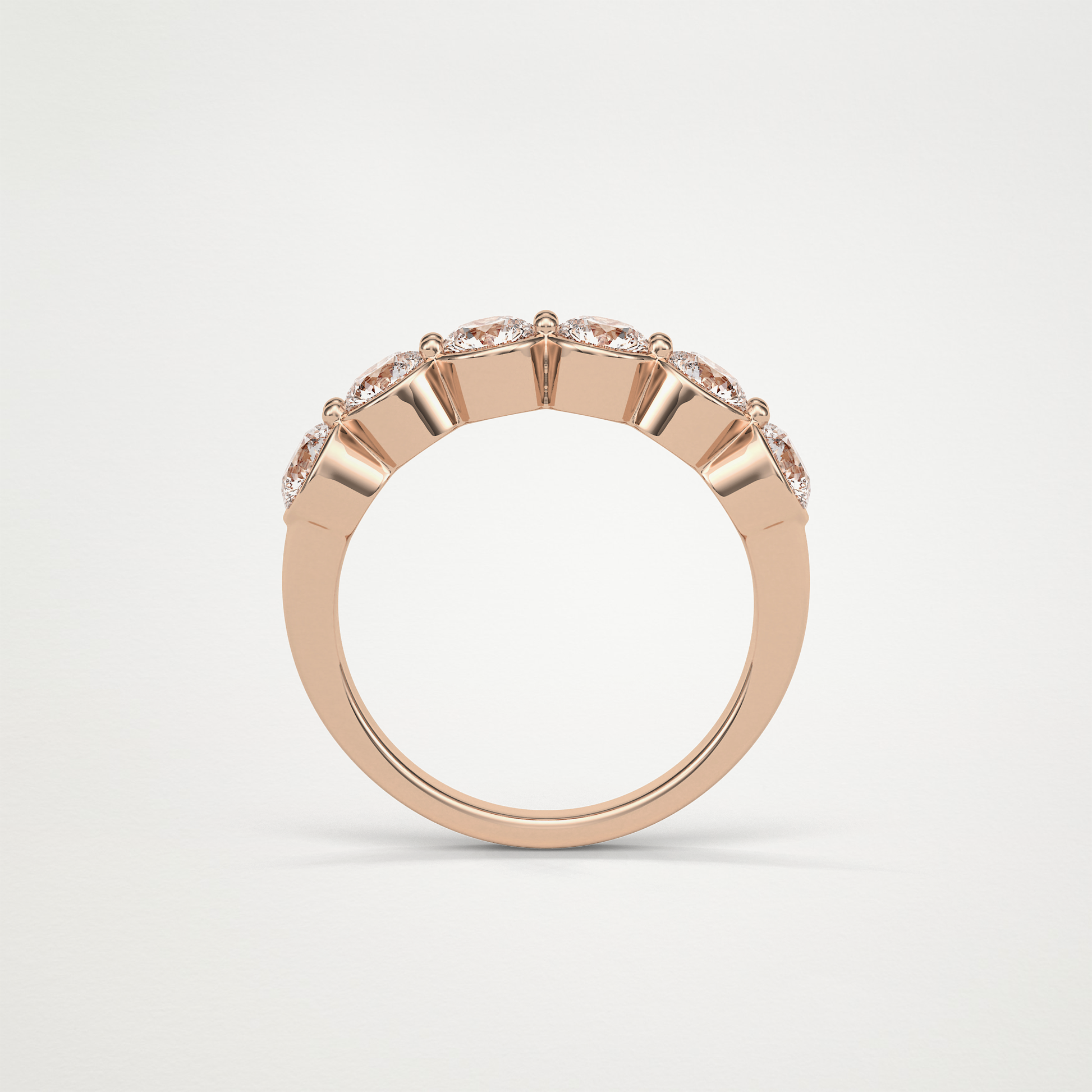 1.36 TCW Round Bezel Half Eternity Wedding Band – Solid Gold Elegant and Timeless Design