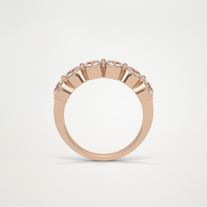 1.36 TCW Round Bezel Half Eternity Wedding Band – Solid Gold Elegant and Timeless Design