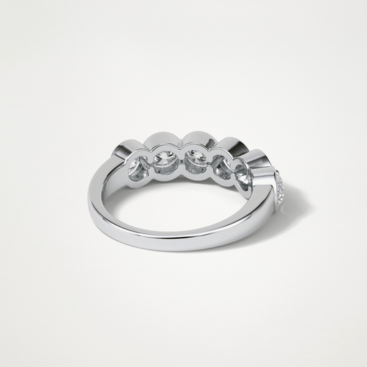 1.36 TCW Round Bezel Half Eternity Wedding Band – Solid Gold Elegant and Timeless Design