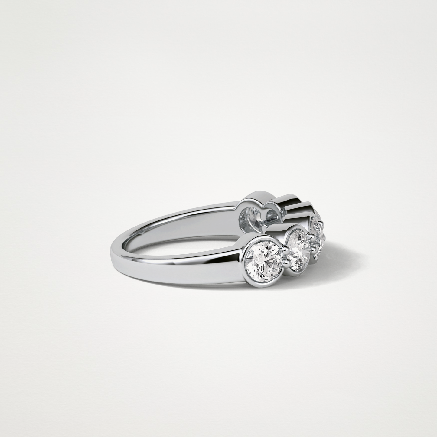 1.36 TCW Round Bezel Half Eternity Wedding Band – Solid Gold Elegant and Timeless Design