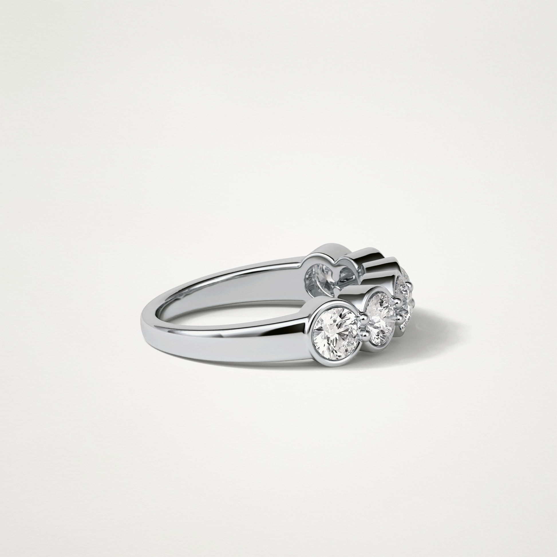 1.36 TCW Round Bezel Half Eternity Wedding Band – Solid Gold Elegant and Timeless Design