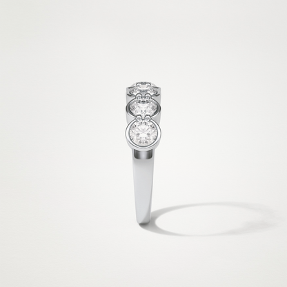1.36 TCW Round Bezel Half Eternity Wedding Band – Solid Gold Elegant and Timeless Design