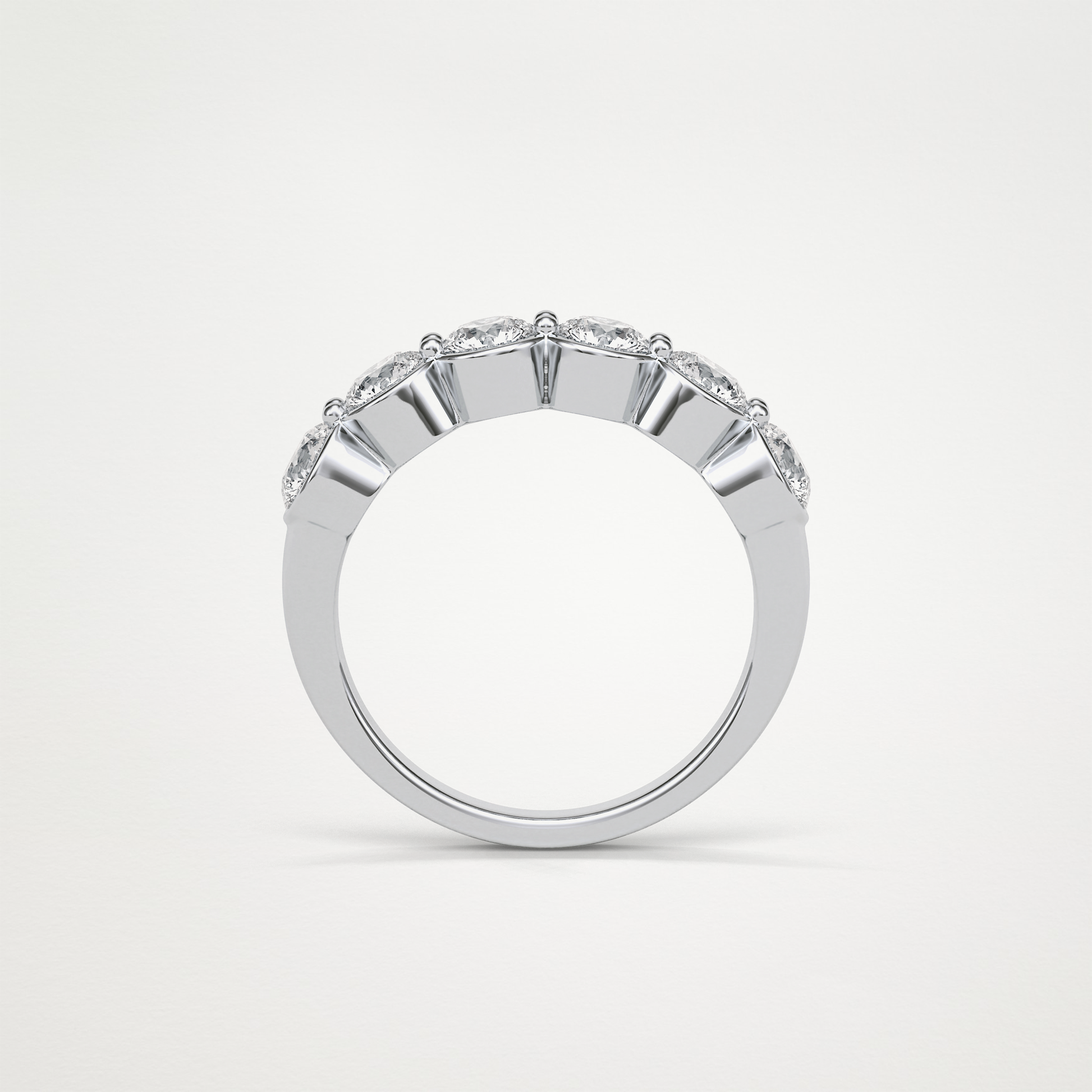 1.36 TCW Round Bezel Half Eternity Wedding Band – Solid Gold Elegant and Timeless Design