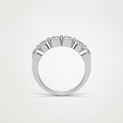 1.36 TCW Round Bezel Half Eternity Wedding Band – Solid Gold Elegant and Timeless Design