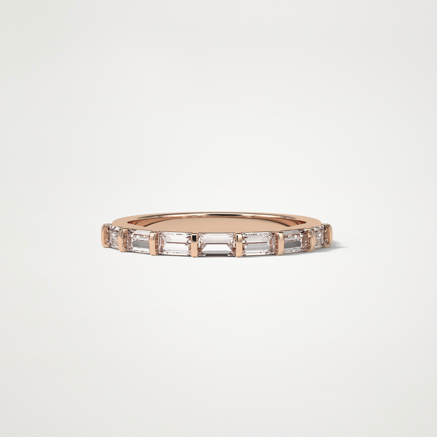 0.56 TCW Baguette Half Eternity Wedding Band – Solid Gold Elegant and Timeless Design