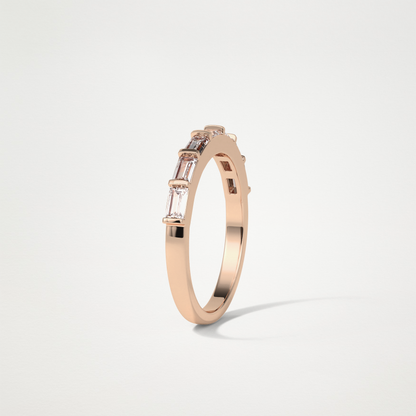 0.56 TCW Baguette Half Eternity Wedding Band – Solid Gold Elegant and Timeless Design