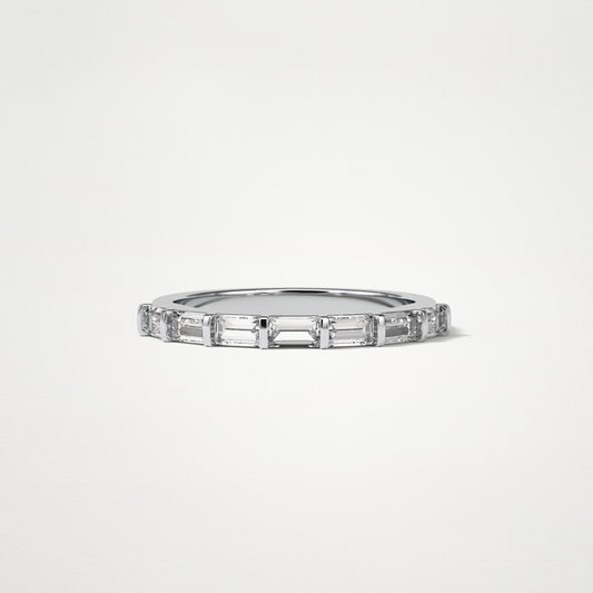 0.56 TCW Baguette Half Eternity Wedding Band – Solid Gold Elegant and Timeless Design
