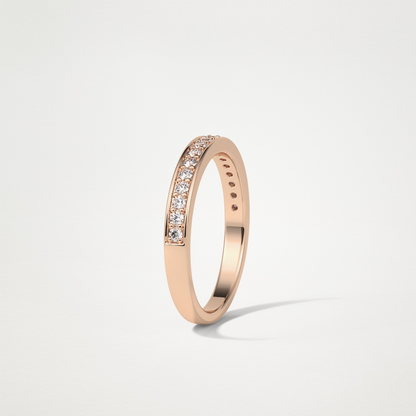 0.3 TCW Round Half Eternity Wedding Band – Solid Gold Elegant and Timeless Design