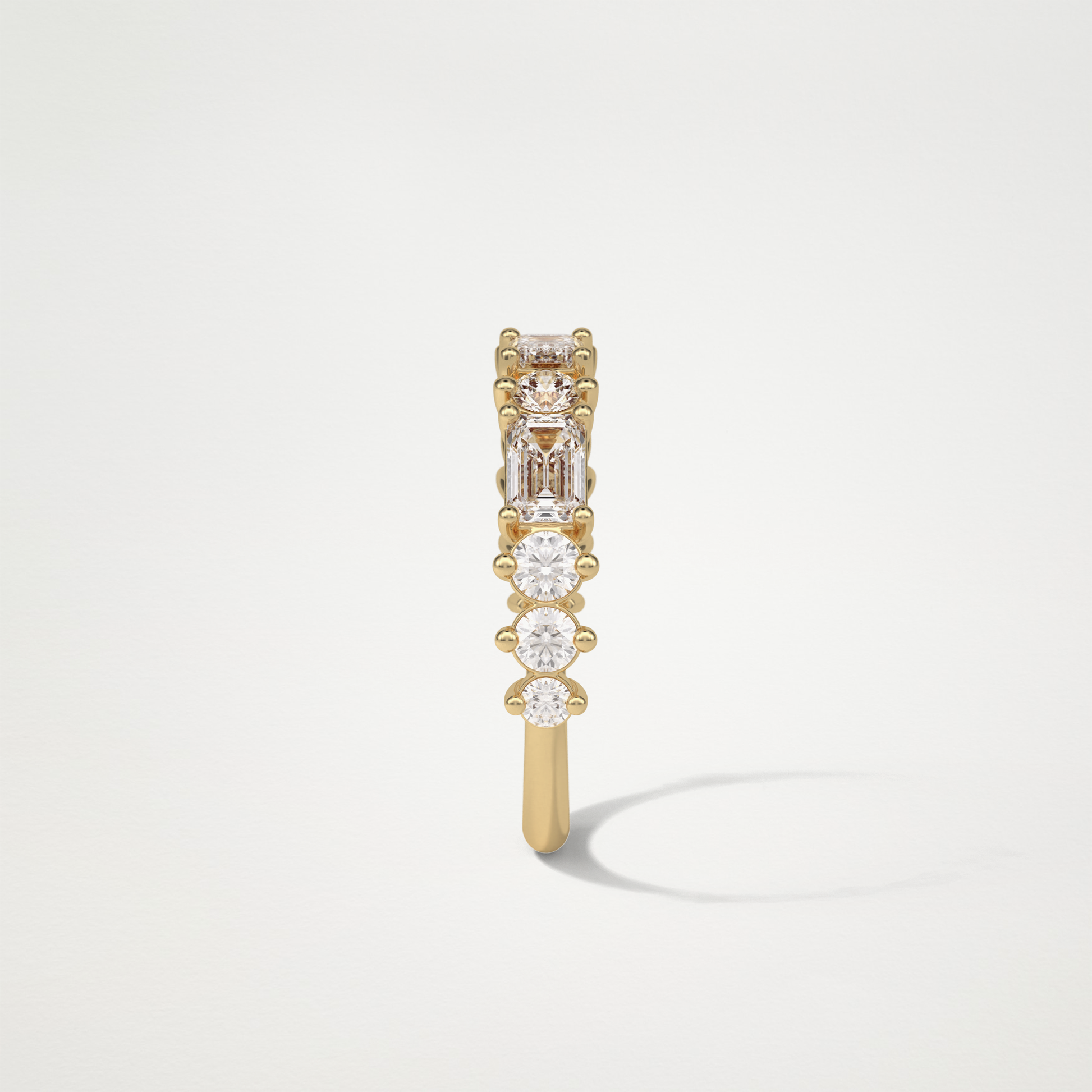 1.28 TCW Emerald and Round Half Eternity Wedding Band – Solid Gold Elegant and Timeless Design