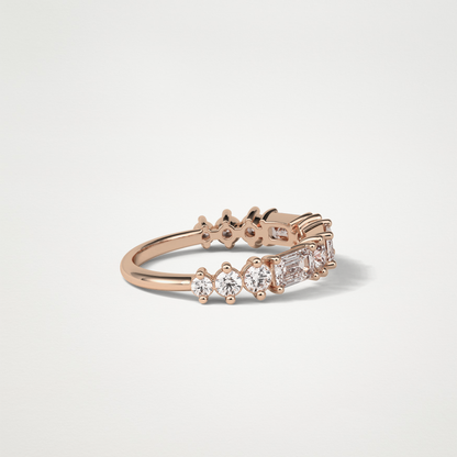 1.28 TCW Emerald and Round Half Eternity Wedding Band – Solid Gold Elegant and Timeless Design
