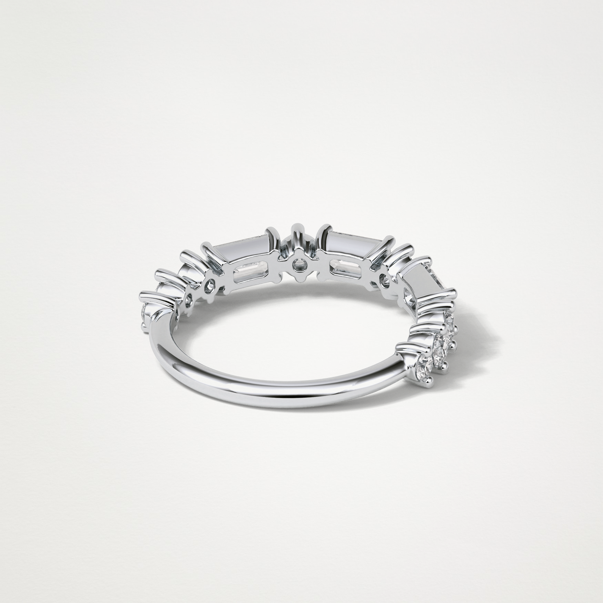 1.28 TCW Emerald and Round Half Eternity Wedding Band – Solid Gold Elegant and Timeless Design