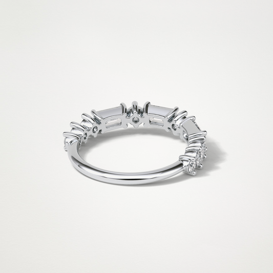 1.28 TCW Emerald and Round Half Eternity Wedding Band – Solid Gold Elegant and Timeless Design