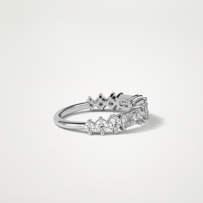 1.28 TCW Emerald and Round Half Eternity Wedding Band – Solid Gold Elegant and Timeless Design