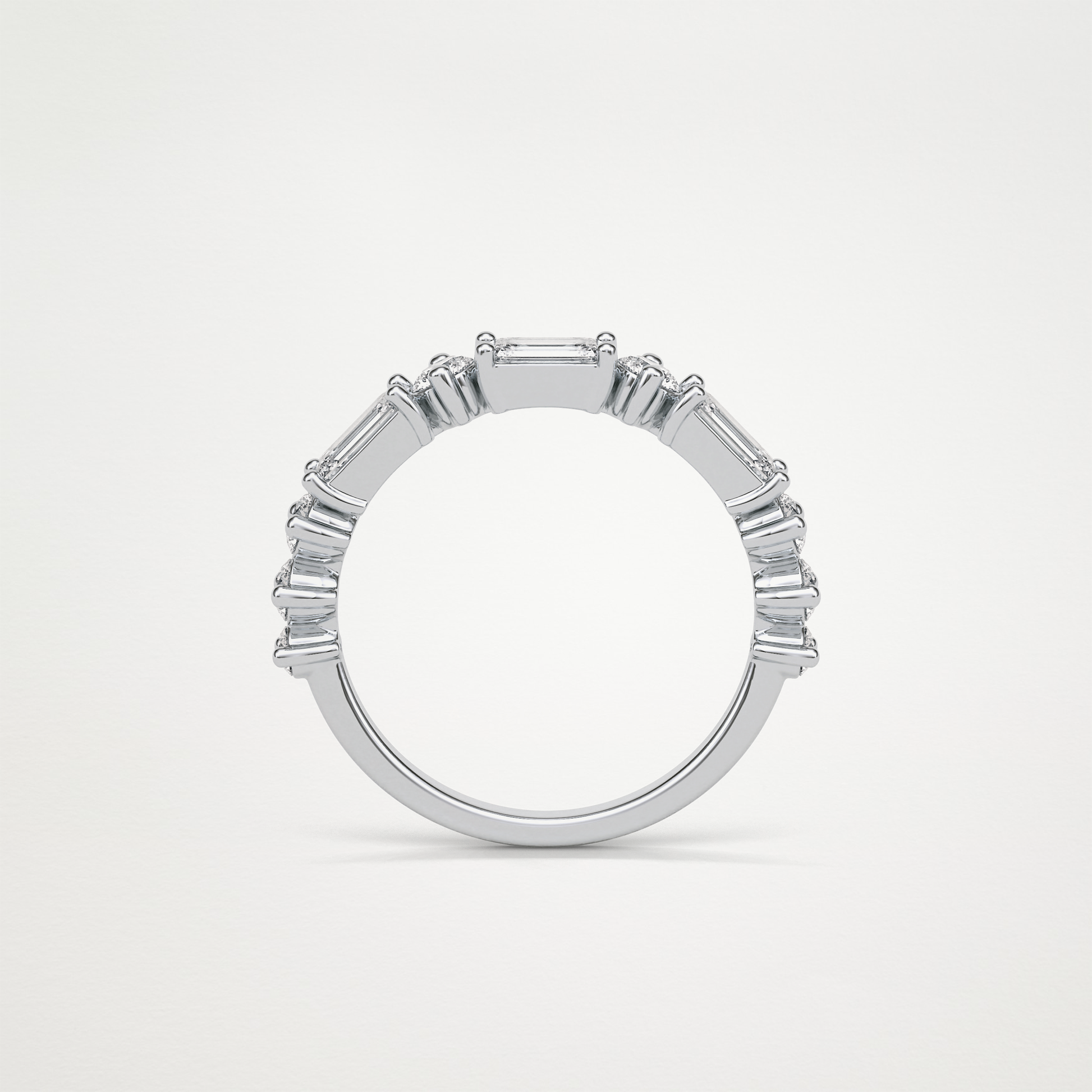 1.28 TCW Emerald and Round Half Eternity Wedding Band – Solid Gold Elegant and Timeless Design