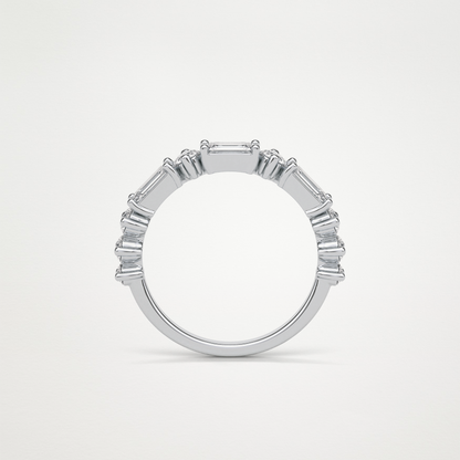 1.28 TCW Emerald and Round Half Eternity Wedding Band – Solid Gold Elegant and Timeless Design