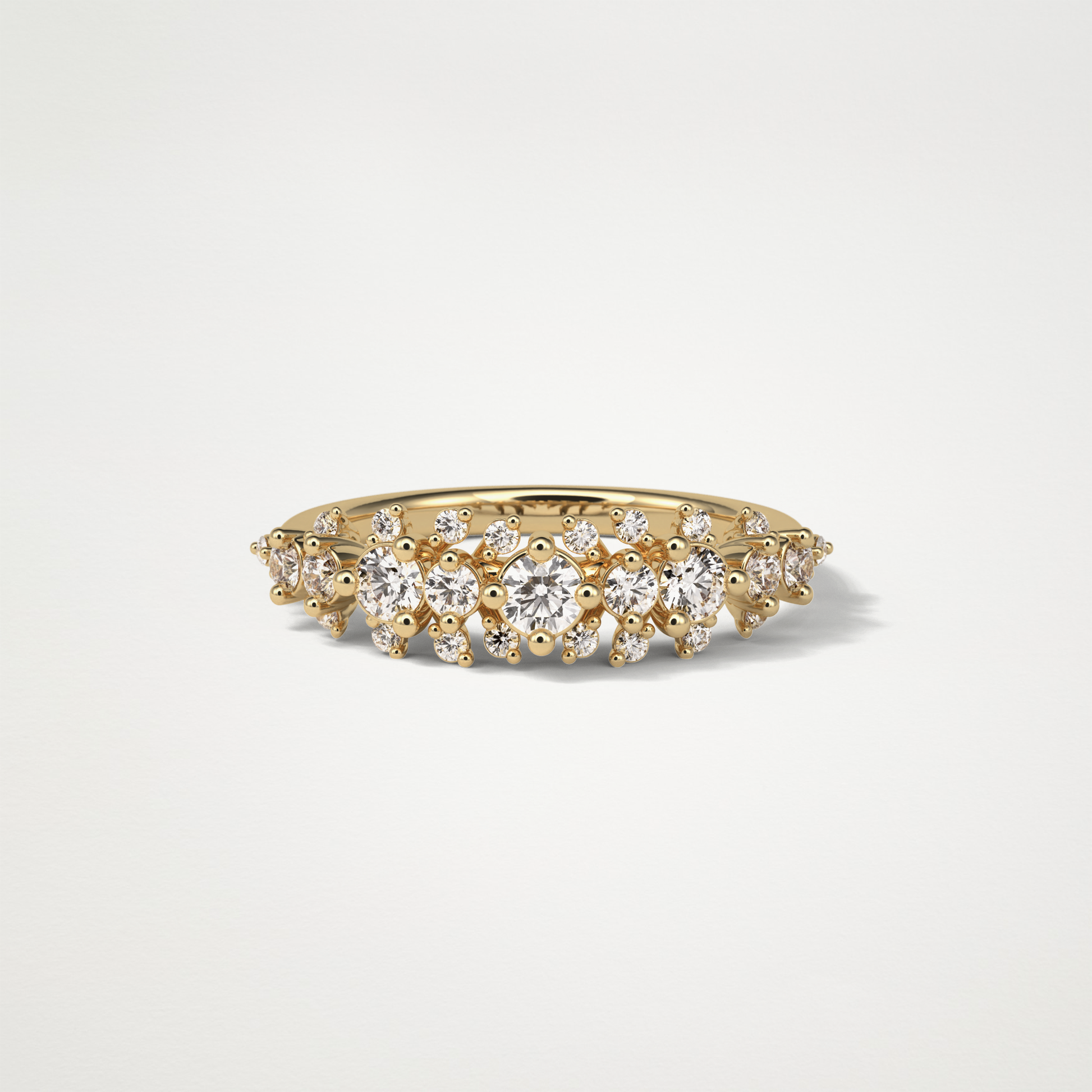 0.64 TCW Round Cluster Half Eternity Wedding Band – Solid Gold Elegant and Timeless Design
