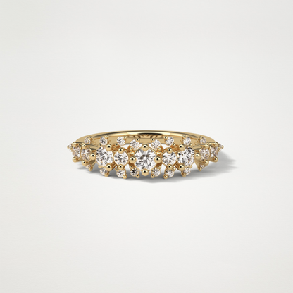 0.64 TCW Round Cluster Half Eternity Wedding Band – Solid Gold Elegant and Timeless Design