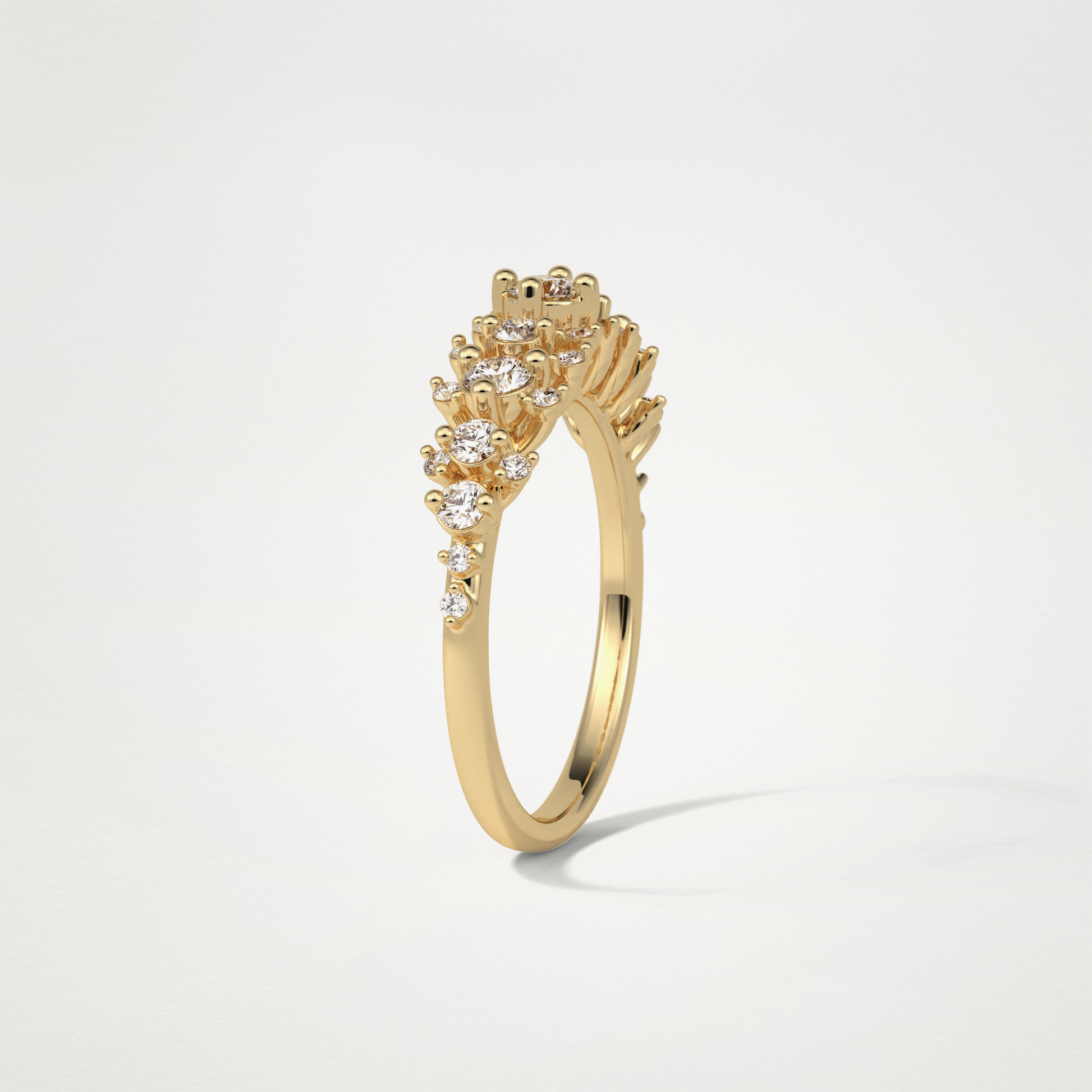 0.64 TCW Round Cluster Half Eternity Wedding Band – Solid Gold Elegant and Timeless Design