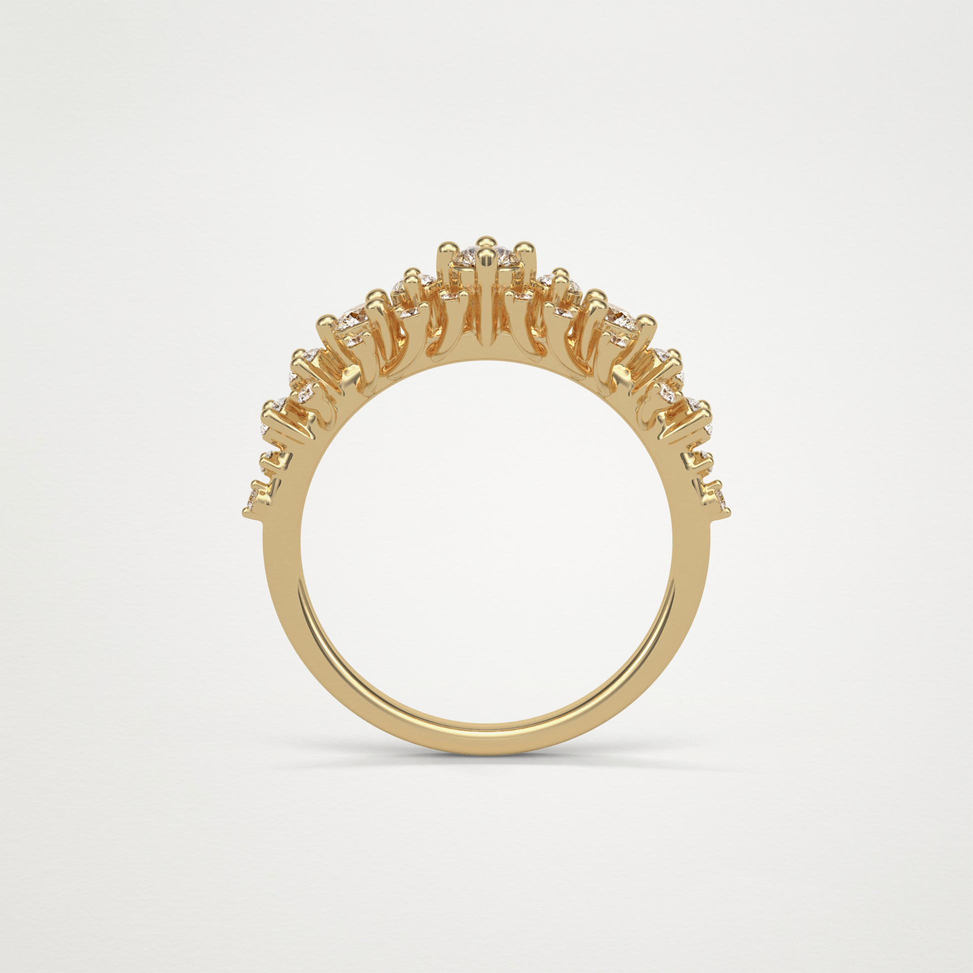 0.64 TCW Round Cluster Half Eternity Wedding Band – Solid Gold Elegant and Timeless Design