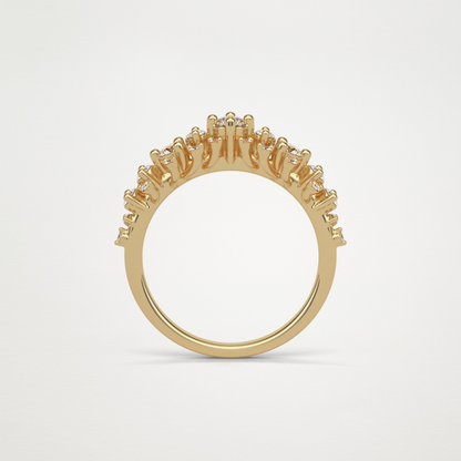 0.64 TCW Round Cluster Half Eternity Wedding Band – Solid Gold Elegant and Timeless Design