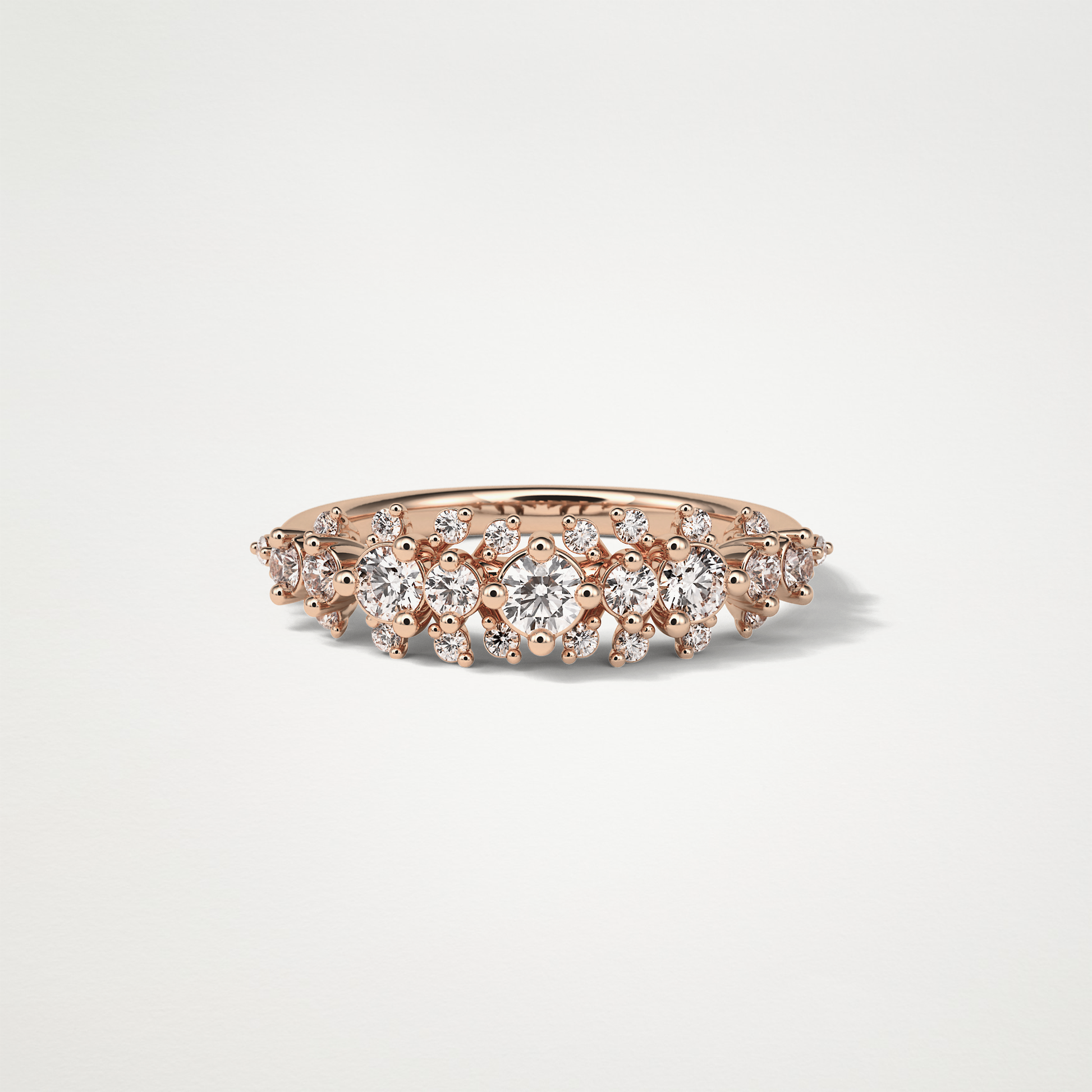 0.64 TCW Round Cluster Half Eternity Wedding Band – Solid Gold Elegant and Timeless Design