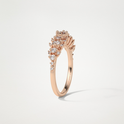 0.64 TCW Round Cluster Half Eternity Wedding Band – Solid Gold Elegant and Timeless Design