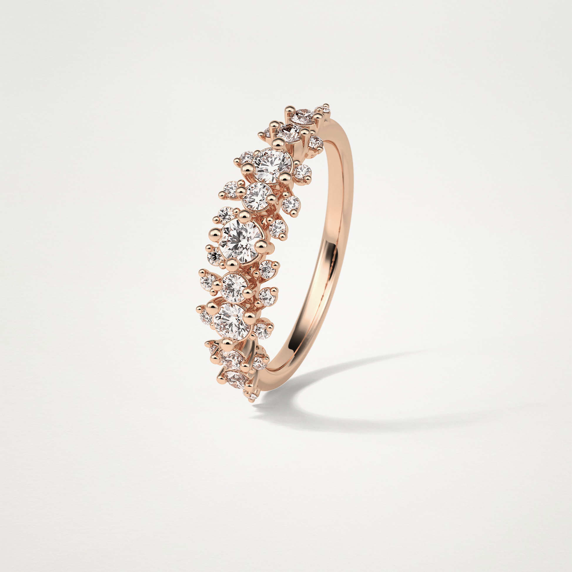 0.64 TCW Round Cluster Half Eternity Wedding Band – Solid Gold Elegant and Timeless Design